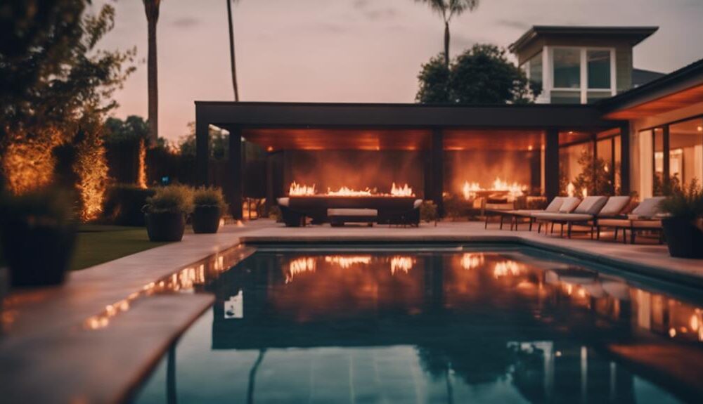 luxurious outdoor fire feature