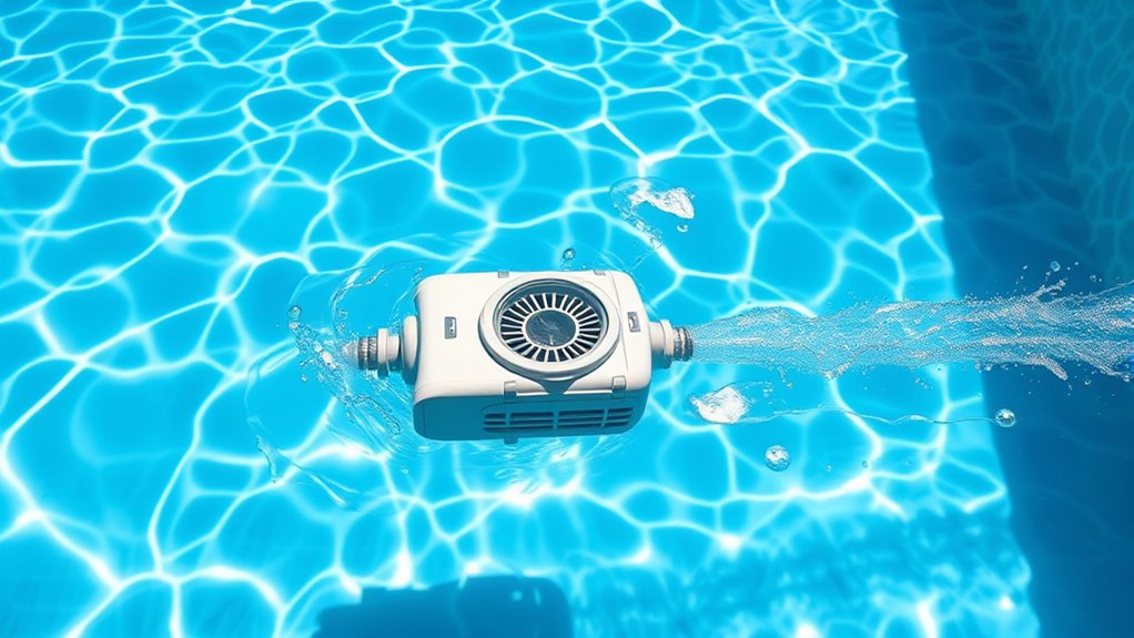 water flow powers pool cleaning