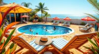 create a poolside beach