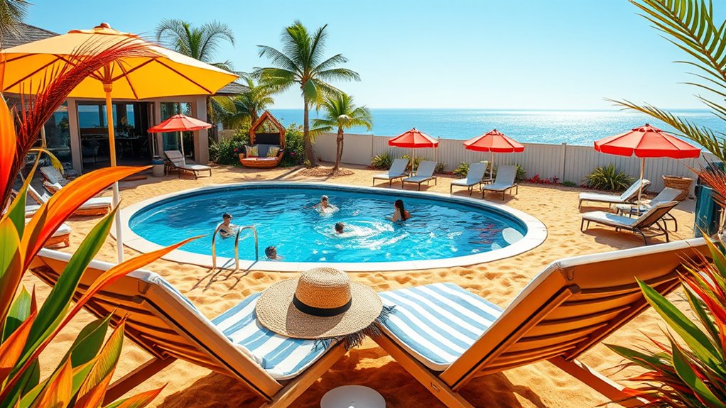 create a poolside beach