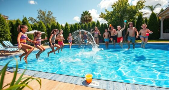 family poolside competition