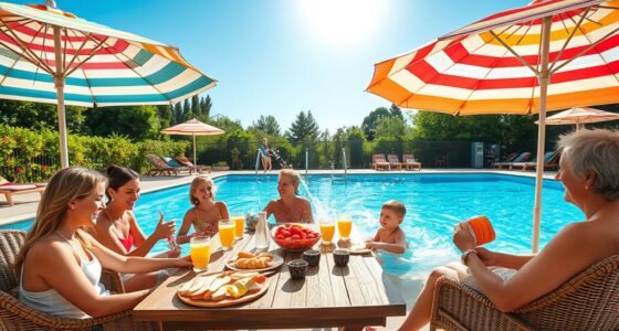 poolside family outdoor dining