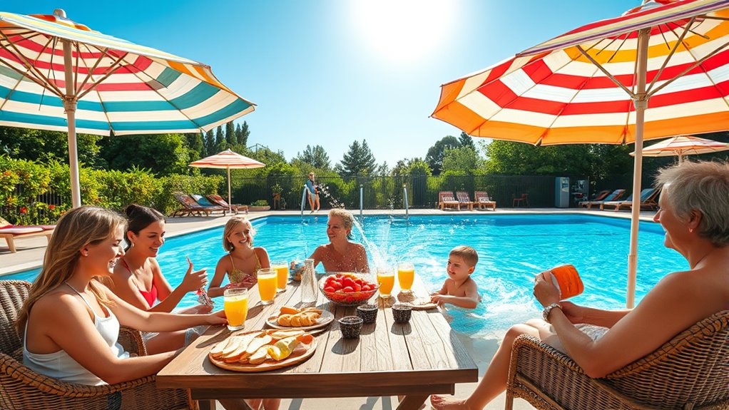 poolside family outdoor dining