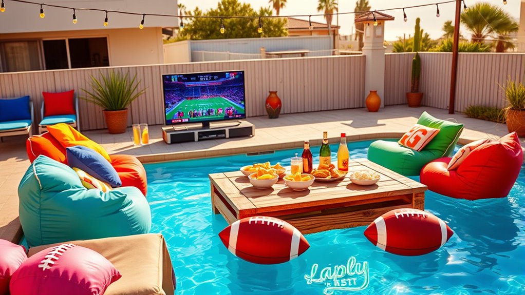 poolside game day celebration