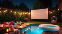poolside outdoor film setup