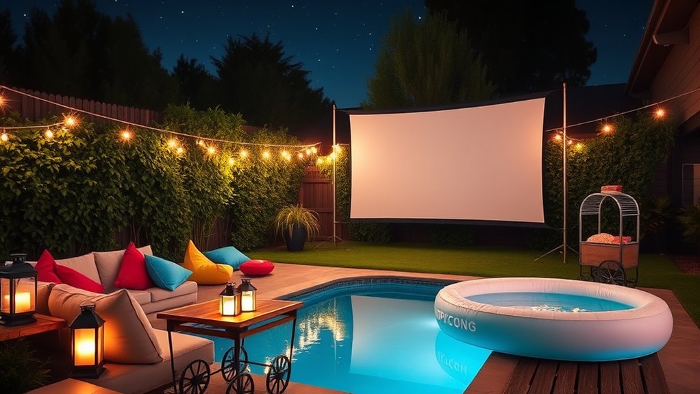 poolside outdoor film setup