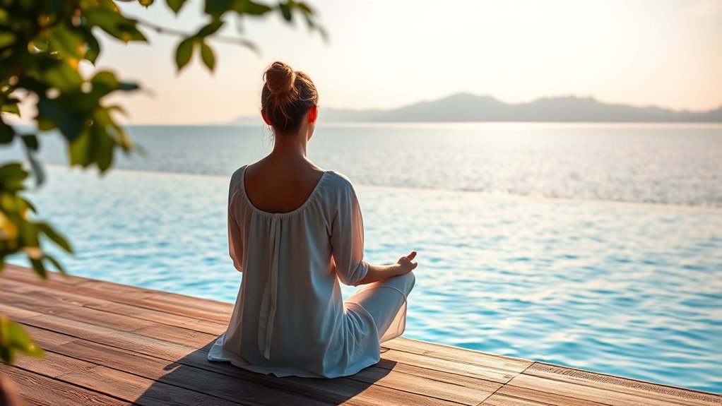 poolside yoga meditation