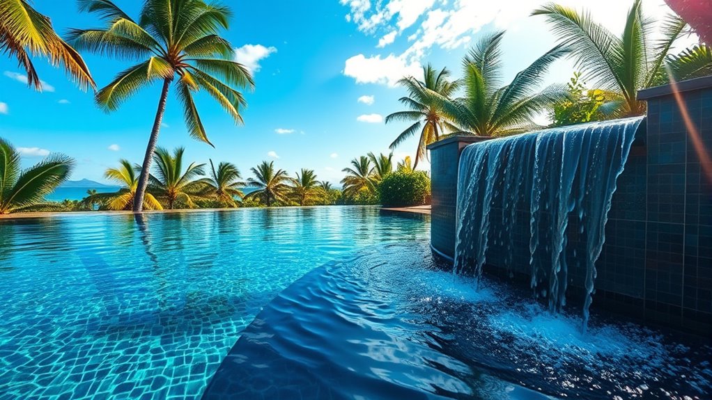 elegant waterfall enhances ambiance