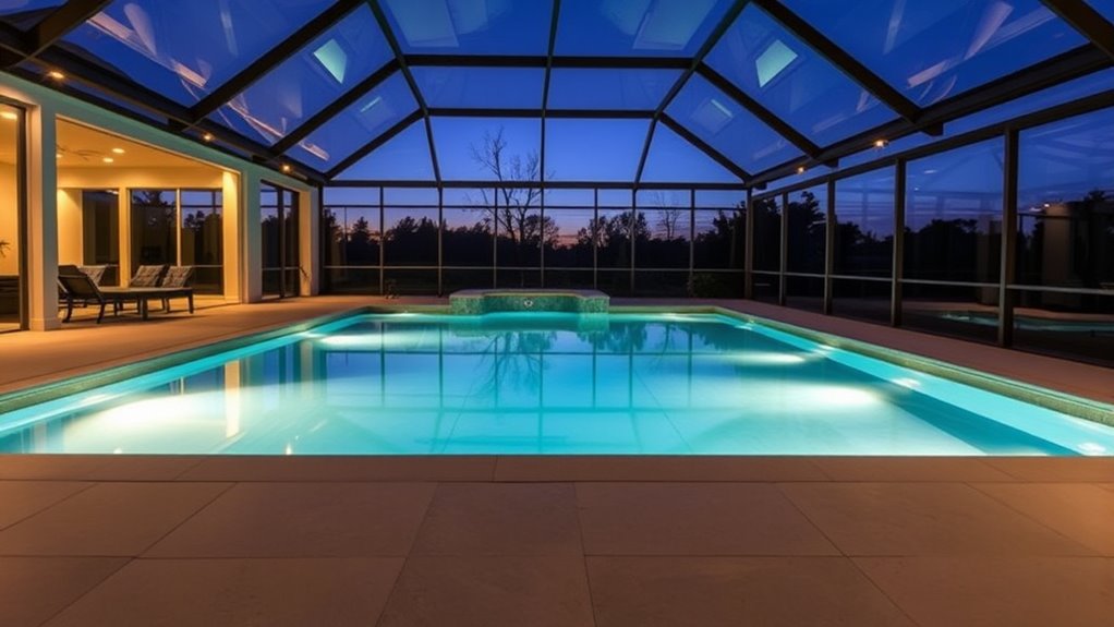 illuminated cozy pool retreat
