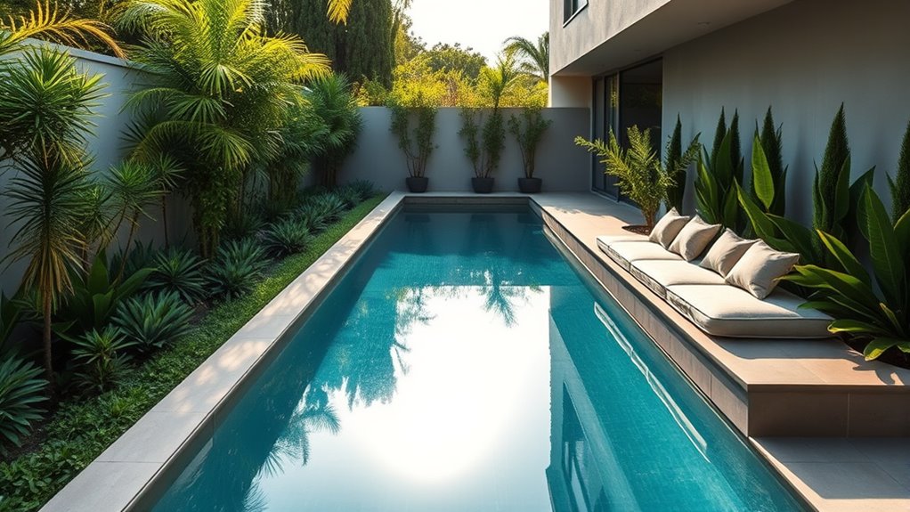 integrated seating along pool