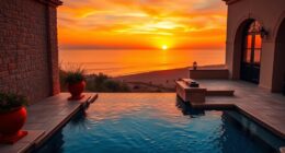 mediterranean stone sunset pools