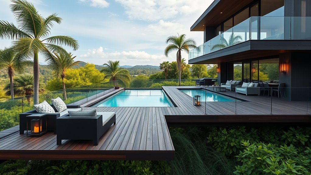 multi level layered pool decks