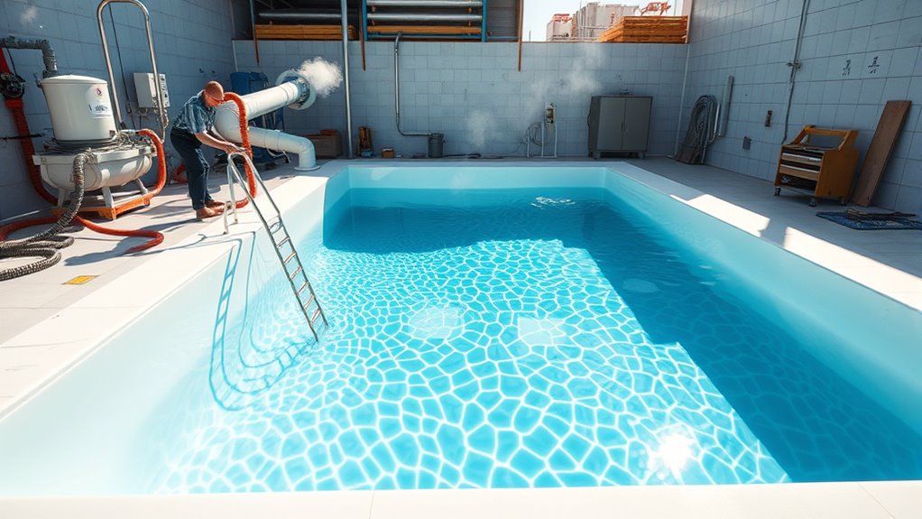 pool filling and system checks
