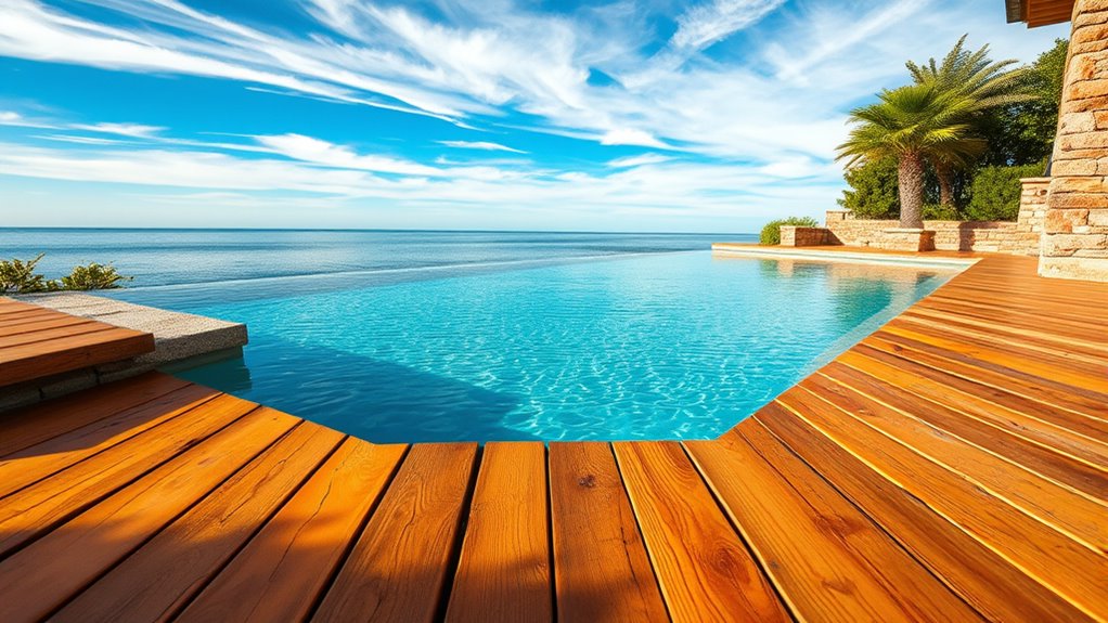 rustic deck infinity pool