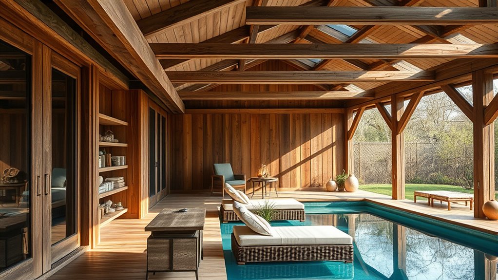 rustic wooden pool enclosures