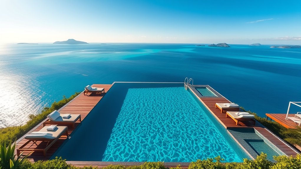 spacious poolside sunbathing area