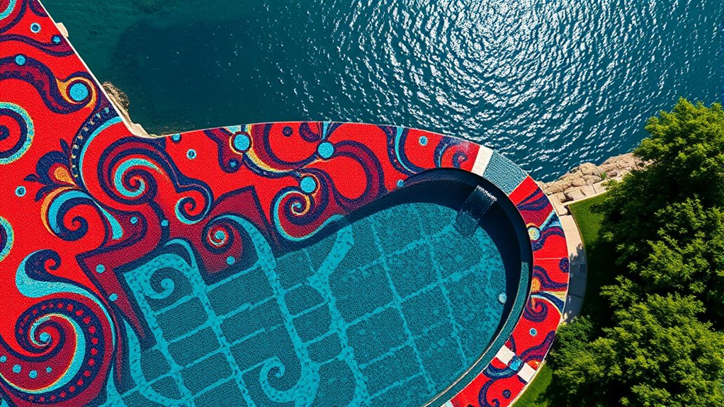vibrant mosaic infinity pool