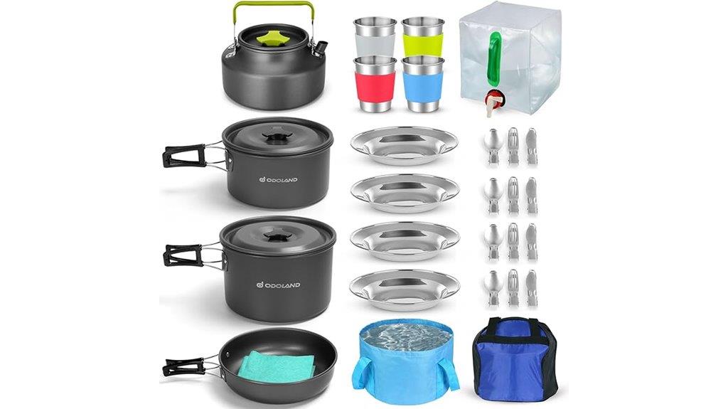 29 piece camping cookware set
