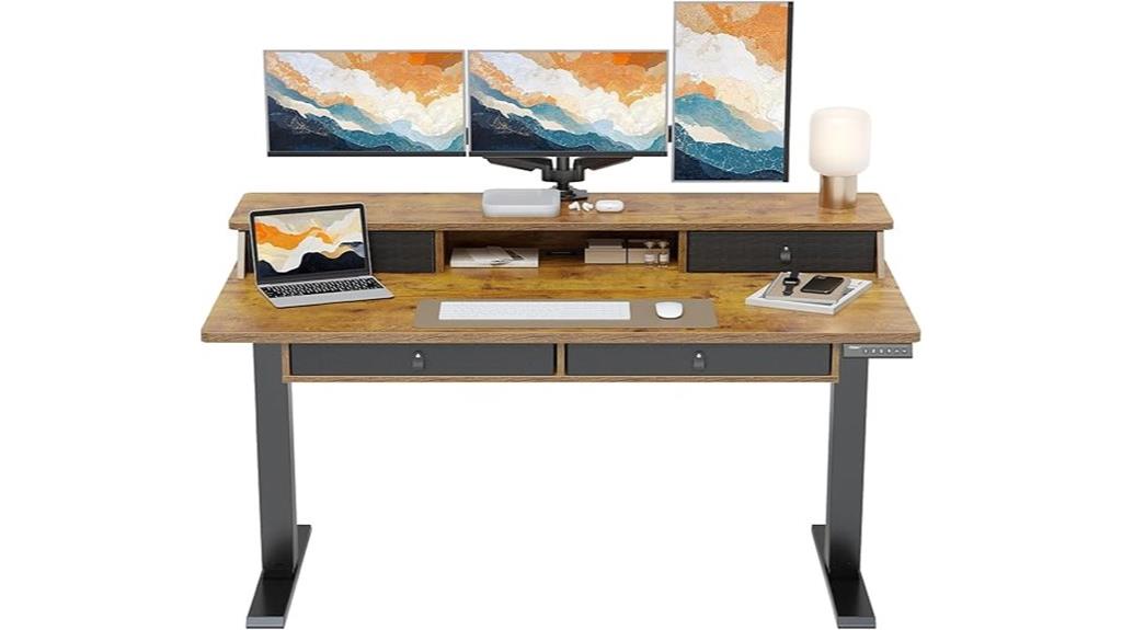 adjustable desk with storage
