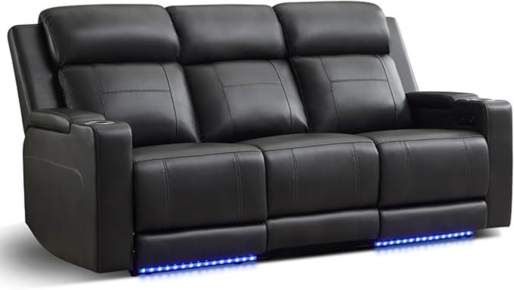 adjustable reclining sofa with led