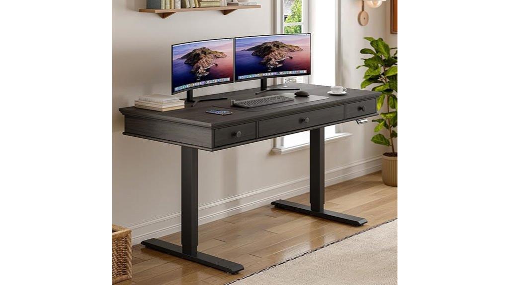 adjustable standing desk with drawers