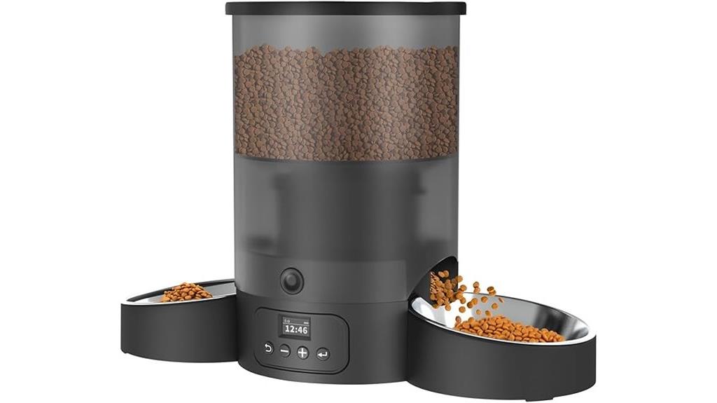 black automatic cat feeder