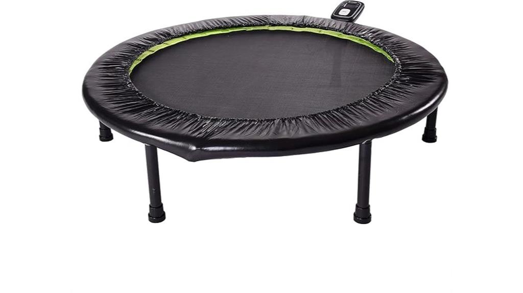 black folding trampoline with app