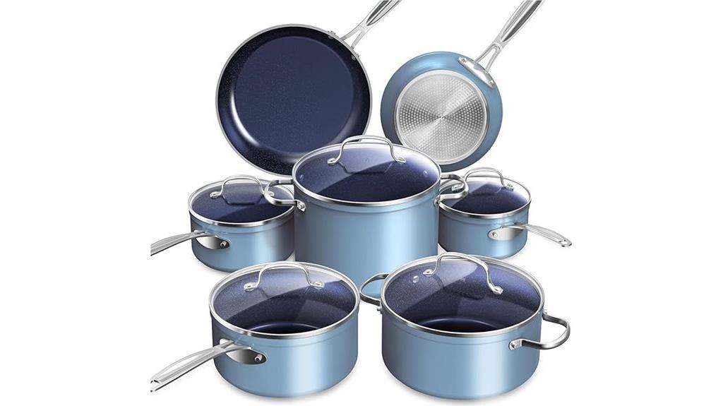 blue ceramic nonstick cookware