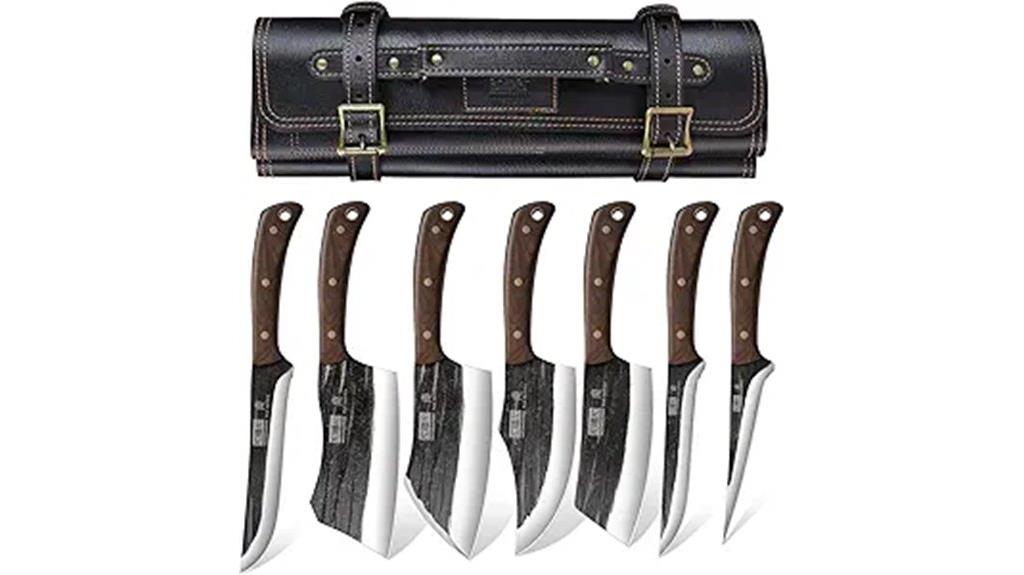 butcher knife set with roll bag