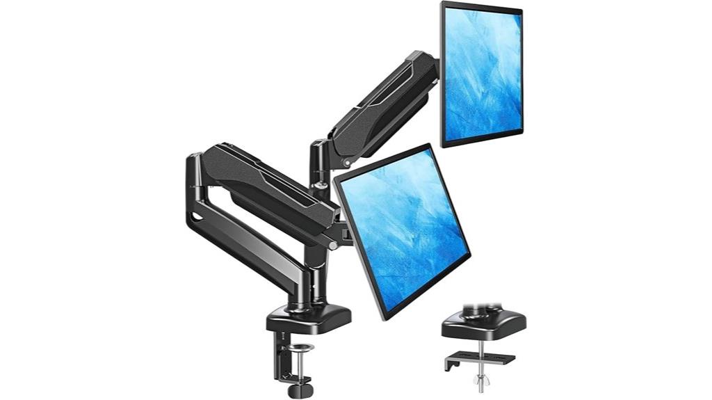 dual pneumatic monitor arms