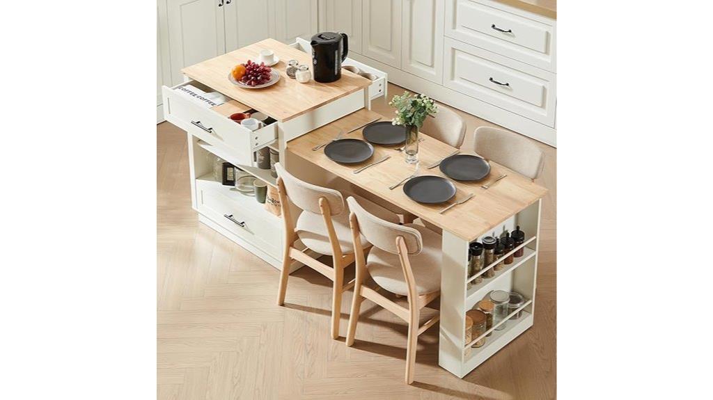 extendable storage kitchen island