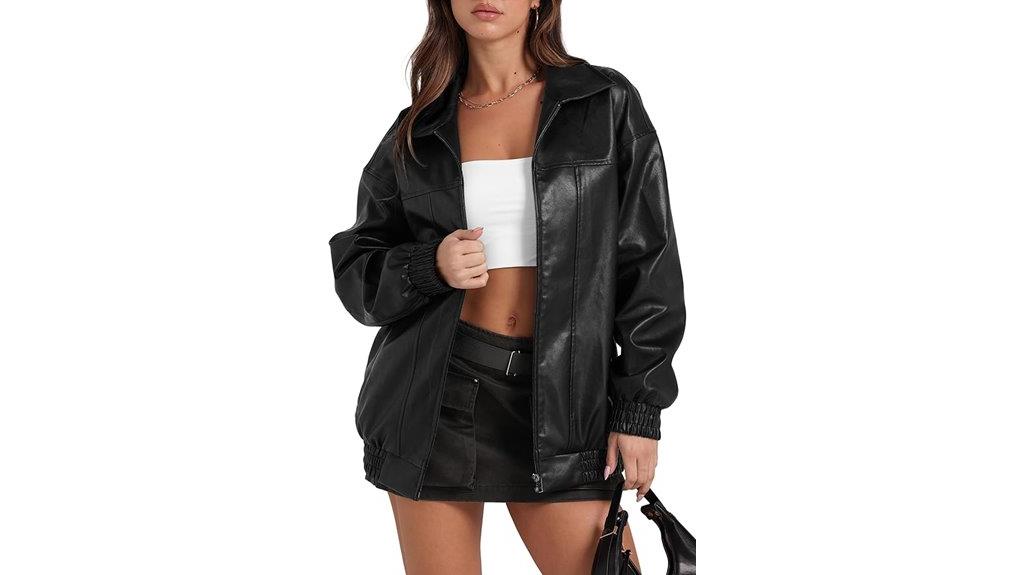 faux leather oversized bomber