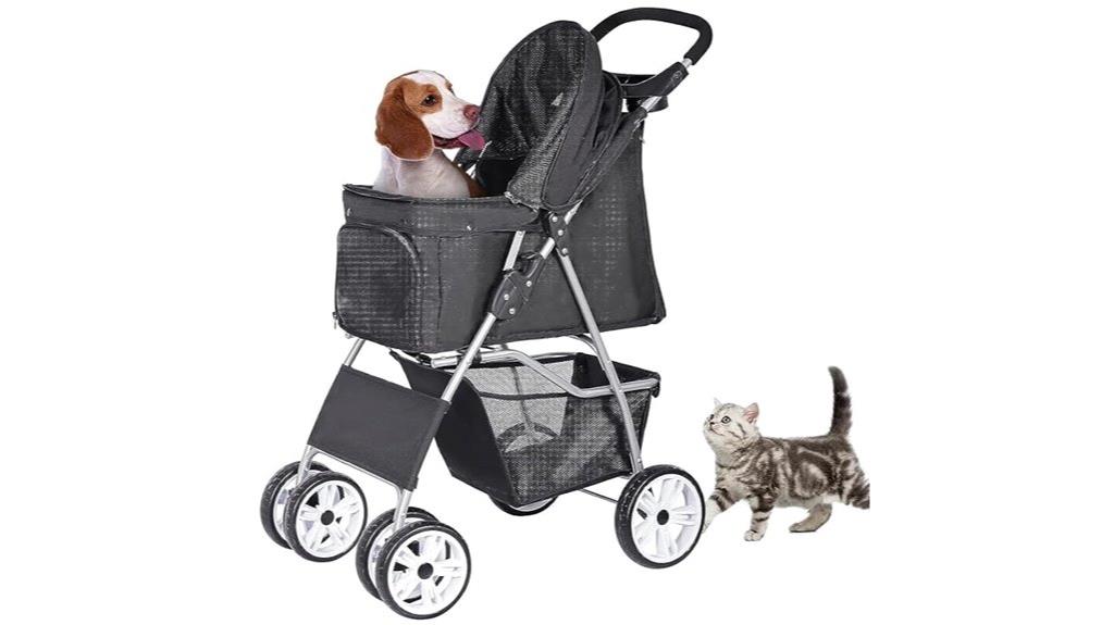foldable pet stroller with wheels