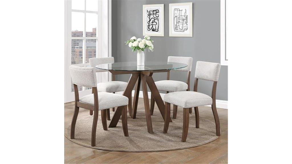 glass topped upholstered dining set