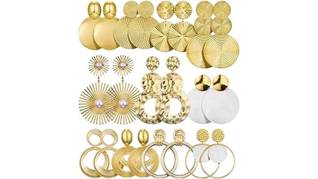 gold hammered dangle earrings