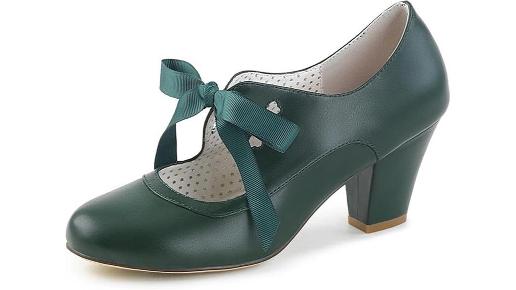 lace up block heel pumps