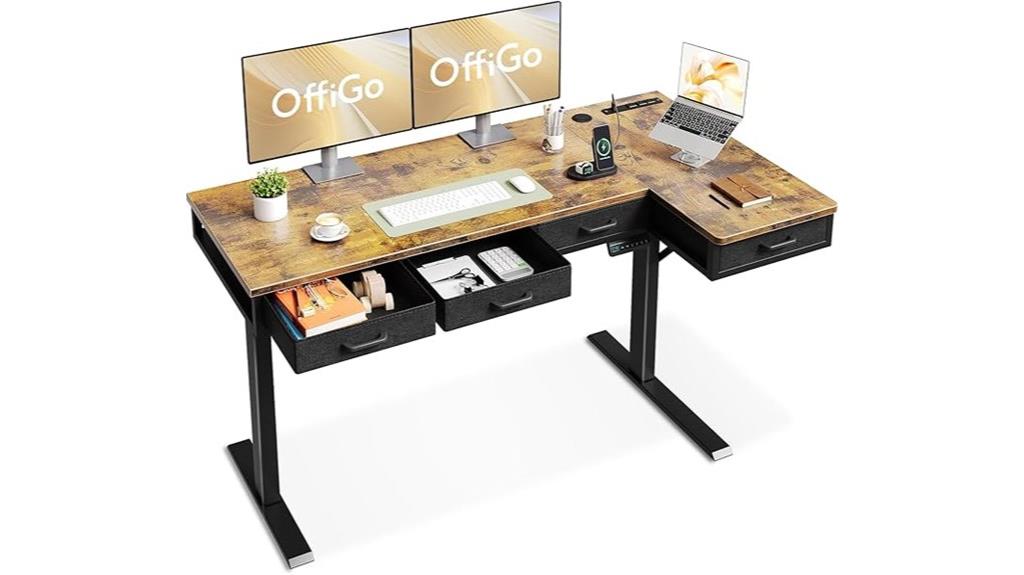 large electric l shaped desk