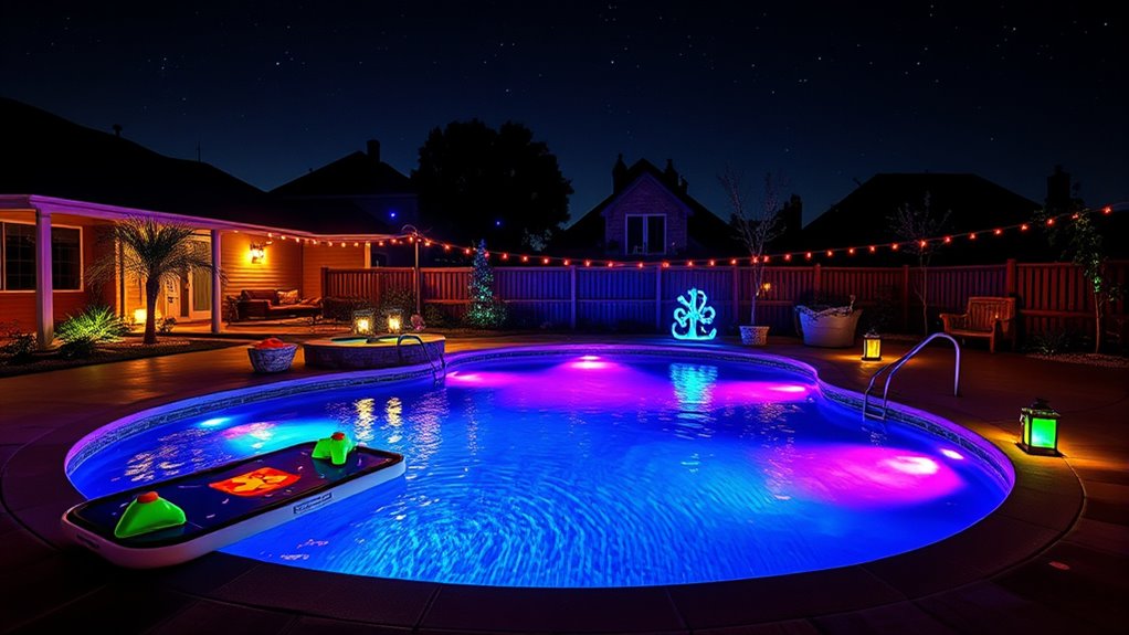 nighttime poolside glow fun