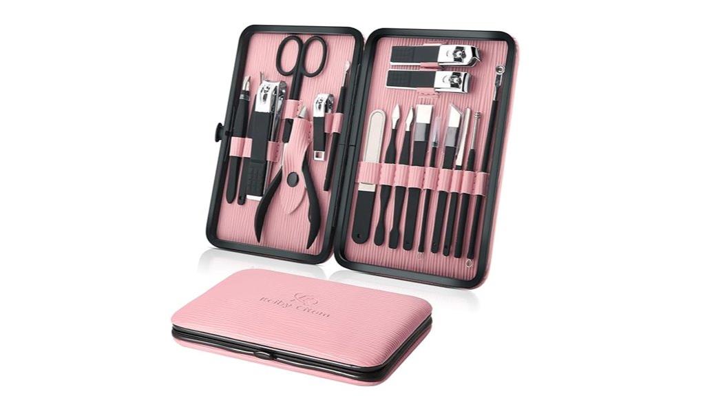 pink manicure and pedicure set