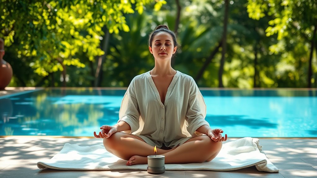 poolside meditation enhances relaxation