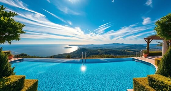 poolside view framing landscaping