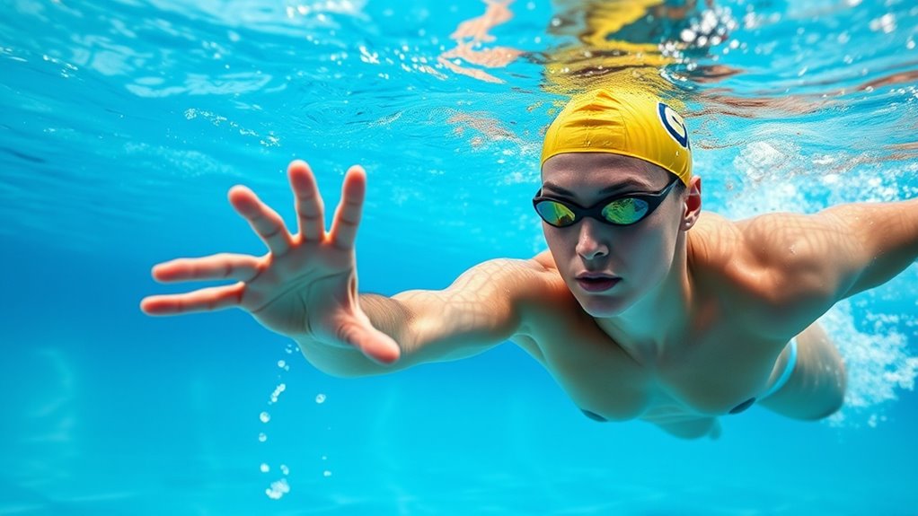 rhythmic breathing and kicking