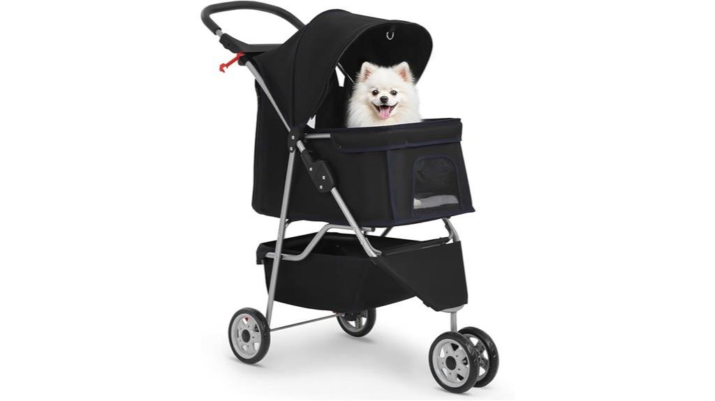 three wheel mesh pet stroller