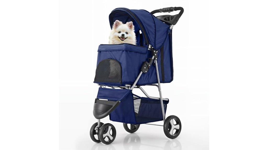 three wheel small pet stroller