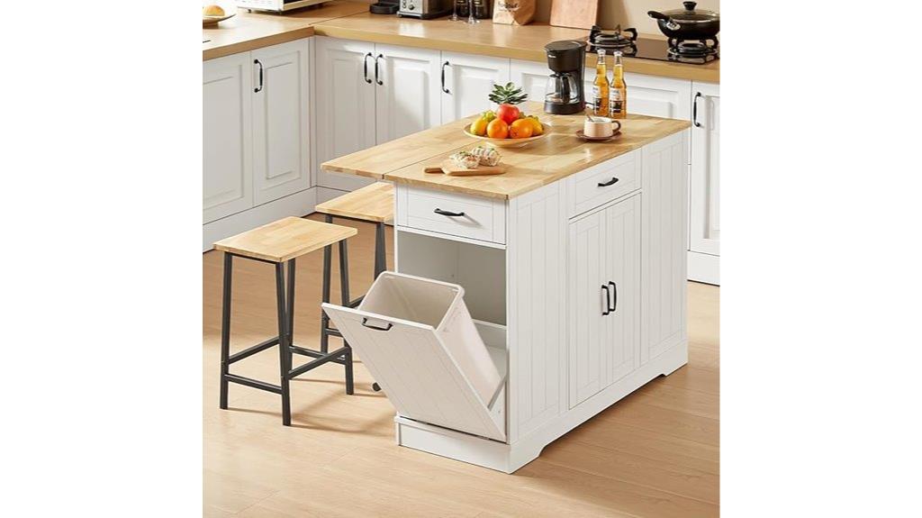white kitchen island with accessories