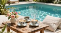 casual coffee by pool