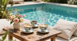 casual coffee by pool