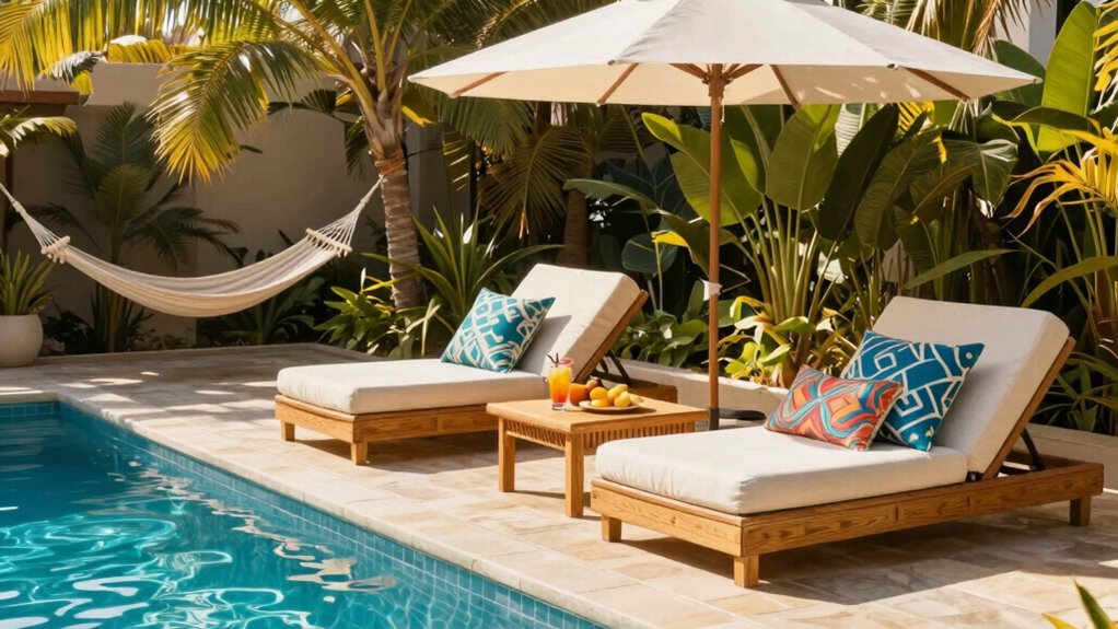 comfortable stylish poolside oasis