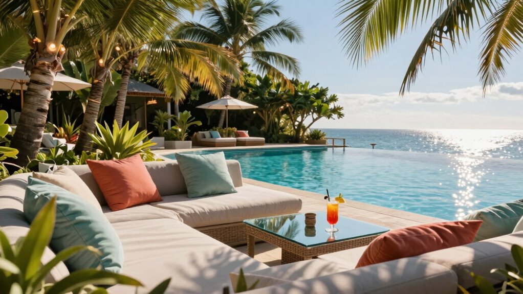 comfortable stylish poolside retreat