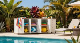 convenient pool equipment storage